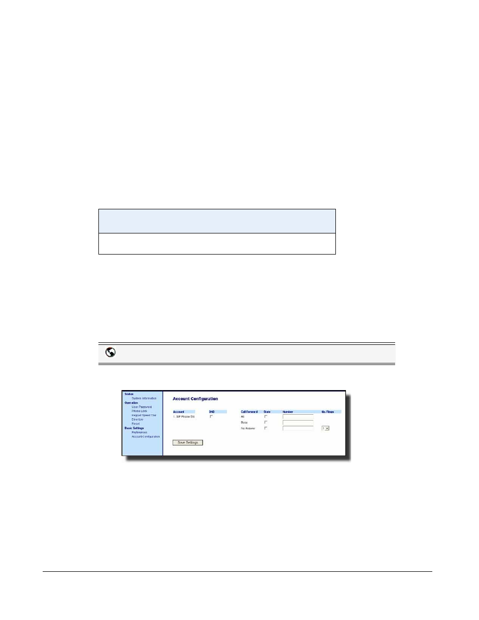 Cfwd account-based configuration, Configuring cfwd using the aastra web ui, Cfwd account-based | Configuration, Managing calls | AASTRA 6751i User Guide EN User Manual | Page 88 / 138