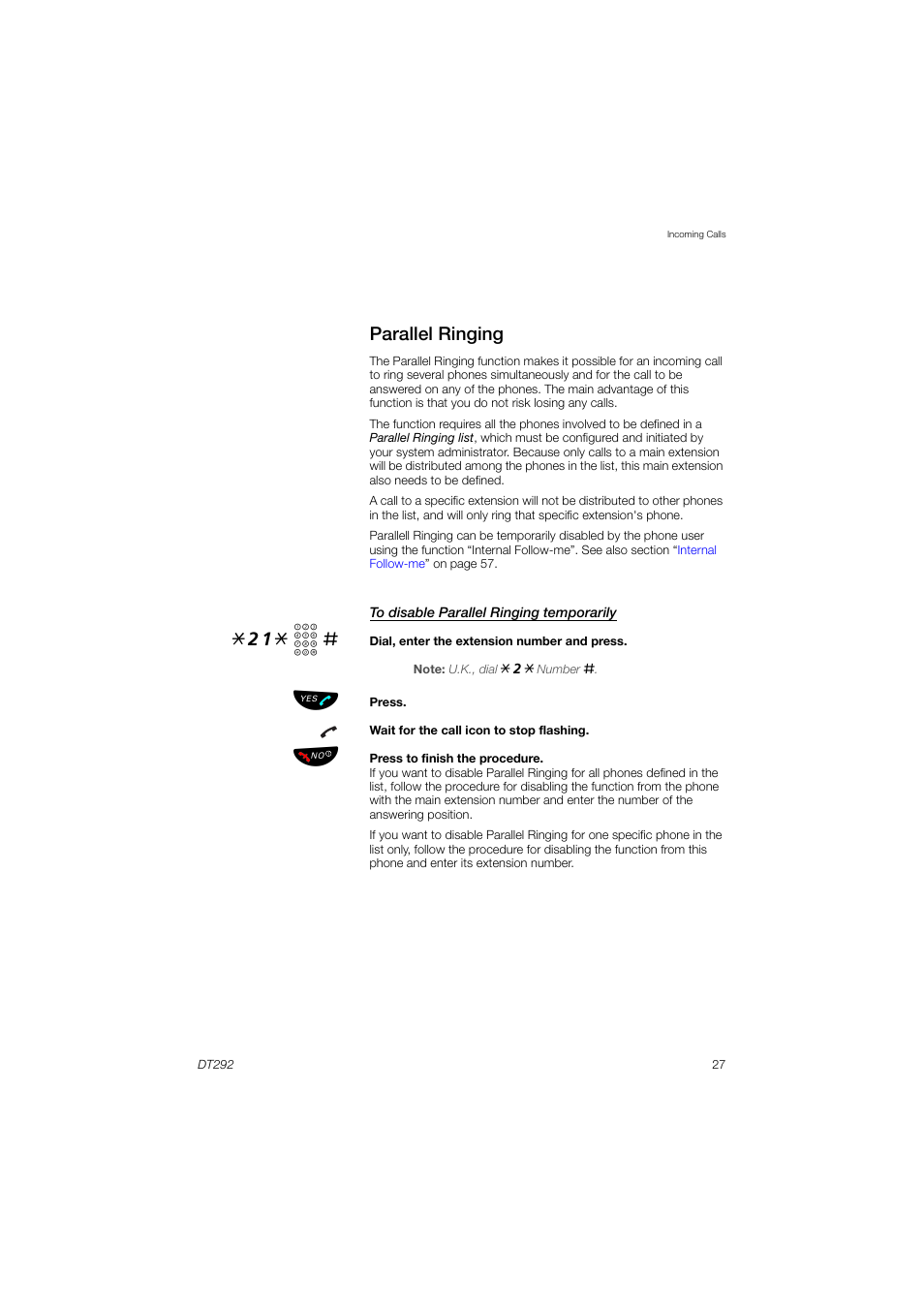 Parallel ringing, 21* z | AASTRA DT292 for MX-ONE User Guide EN User Manual | Page 27 / 104