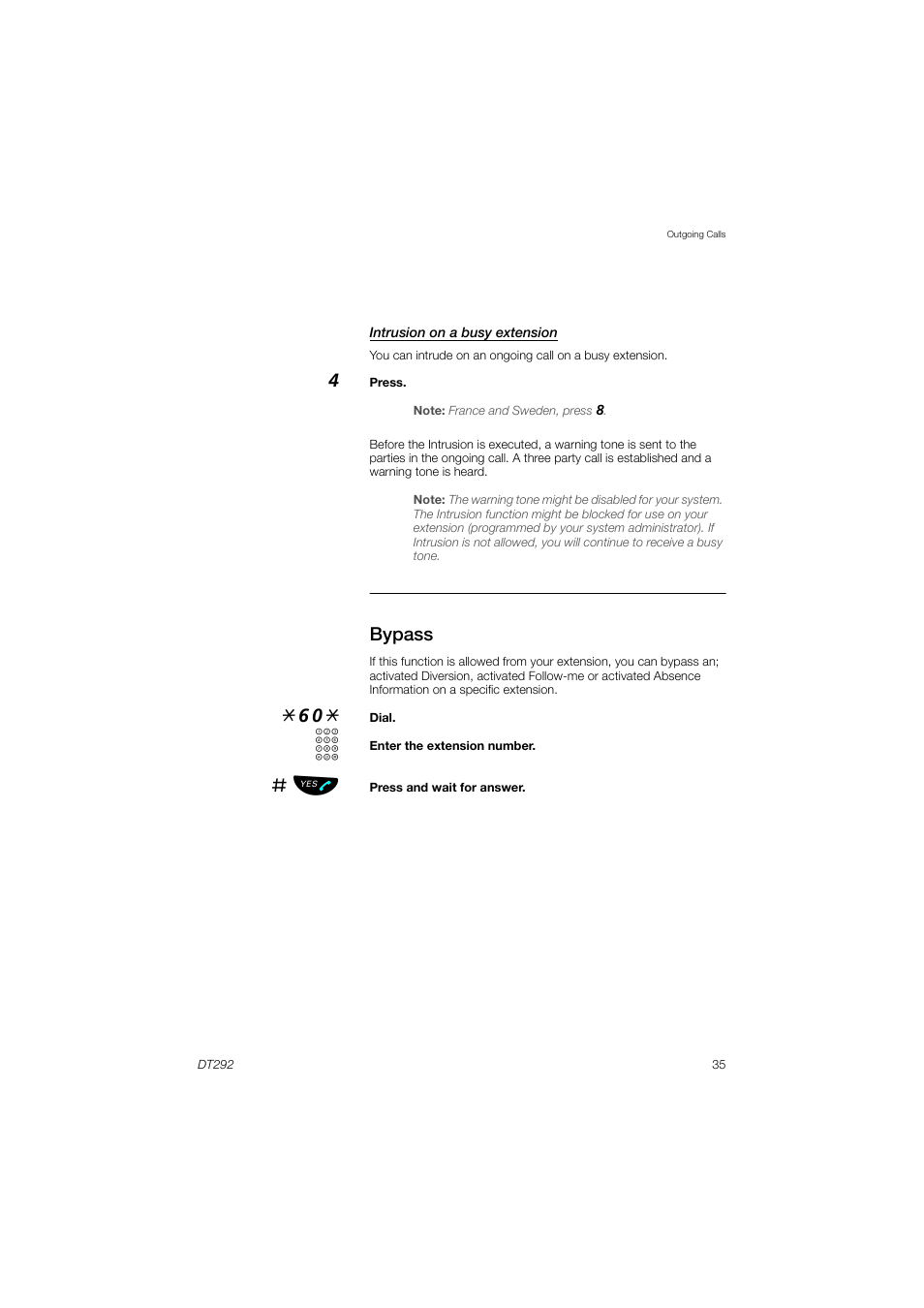 Bypass | AASTRA DT292 for MX-ONE User Guide EN User Manual | Page 35 / 104