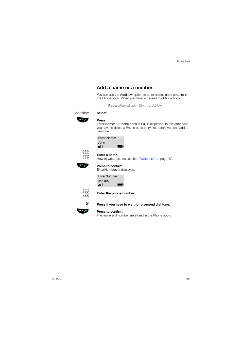 Add a name or a number | AASTRA DT292 for MX-ONE User Guide EN User Manual | Page 43 / 104