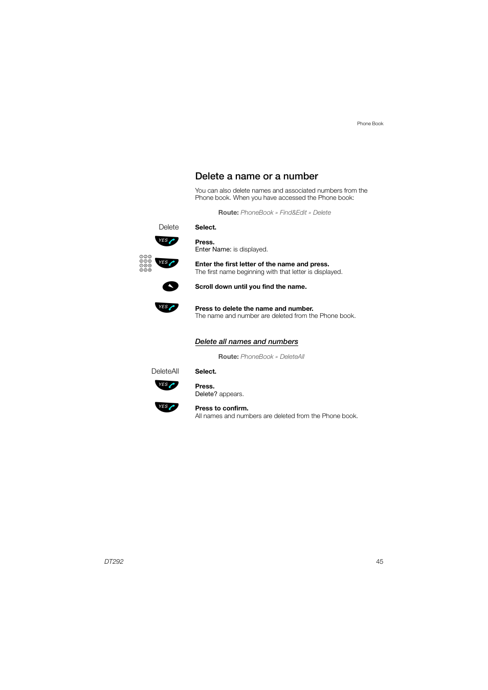 Delete a name or a number, Zь ы | AASTRA DT292 for MX-ONE User Guide EN User Manual | Page 45 / 104
