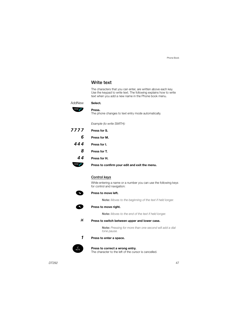 Write text | AASTRA DT292 for MX-ONE User Guide EN User Manual | Page 47 / 104