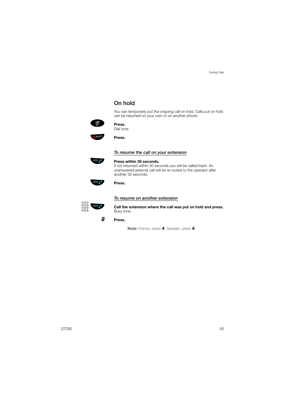 On hold, Zь ы | AASTRA DT292 for MX-ONE User Guide EN User Manual | Page 55 / 104
