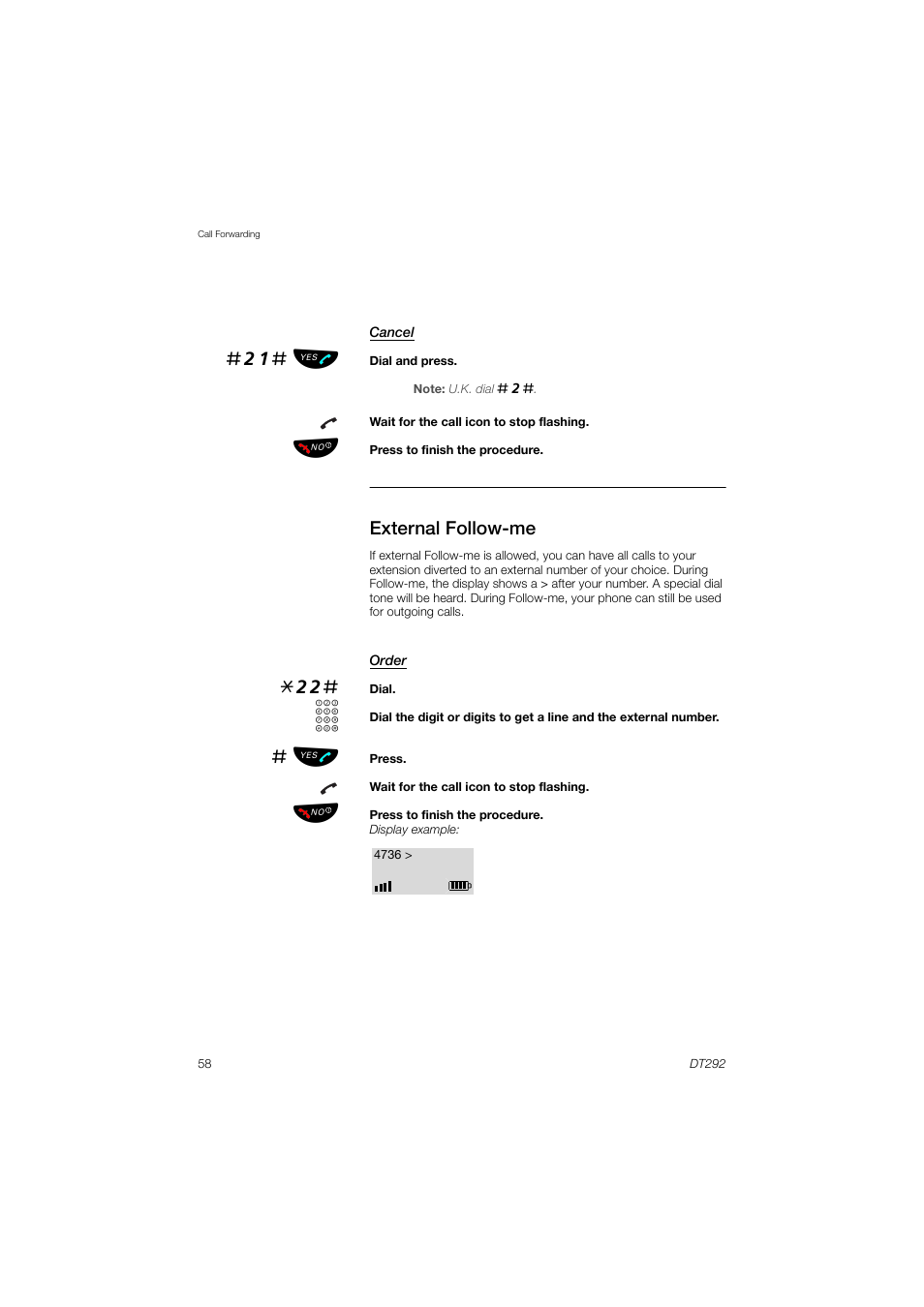External follow-me, 21# ь ы | AASTRA DT292 for MX-ONE User Guide EN User Manual | Page 58 / 104