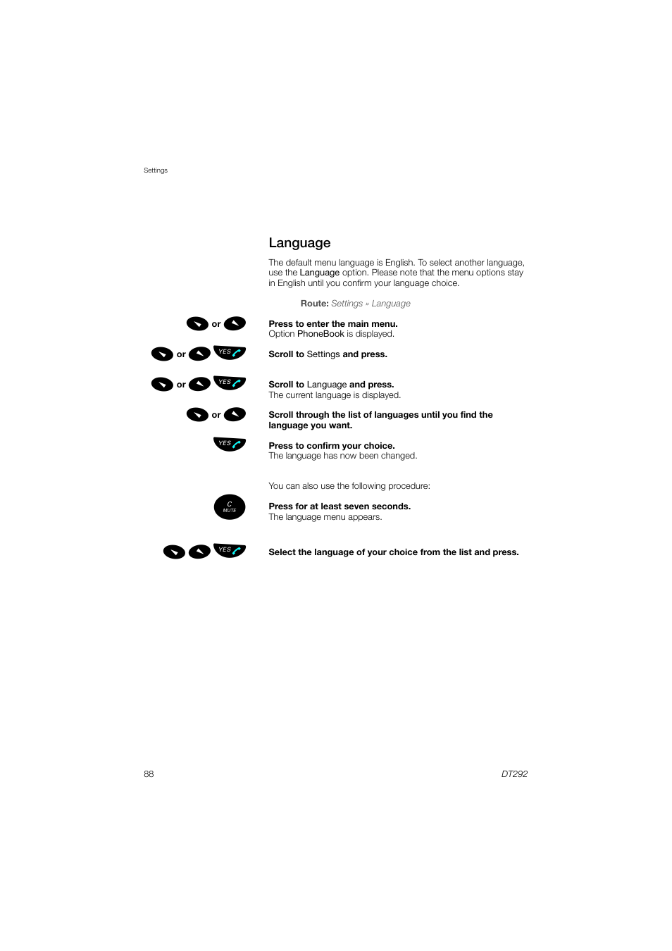 Language | AASTRA DT292 for MX-ONE User Guide EN User Manual | Page 88 / 104