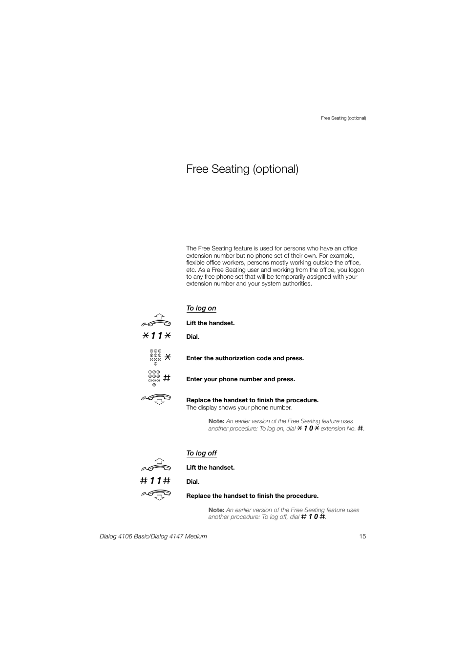 Free seating (optional) | AASTRA 4147 Medium for MX-ONE (TSW) User Guide EN User Manual | Page 15 / 84