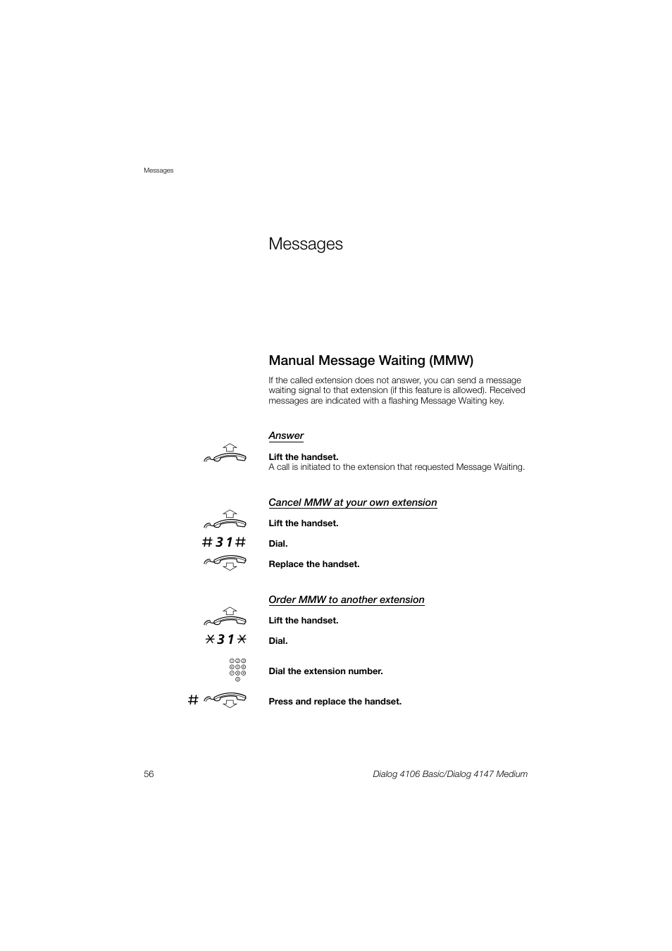 Messages | AASTRA 4147 Medium for MX-ONE (TSW) User Guide EN User Manual | Page 56 / 84
