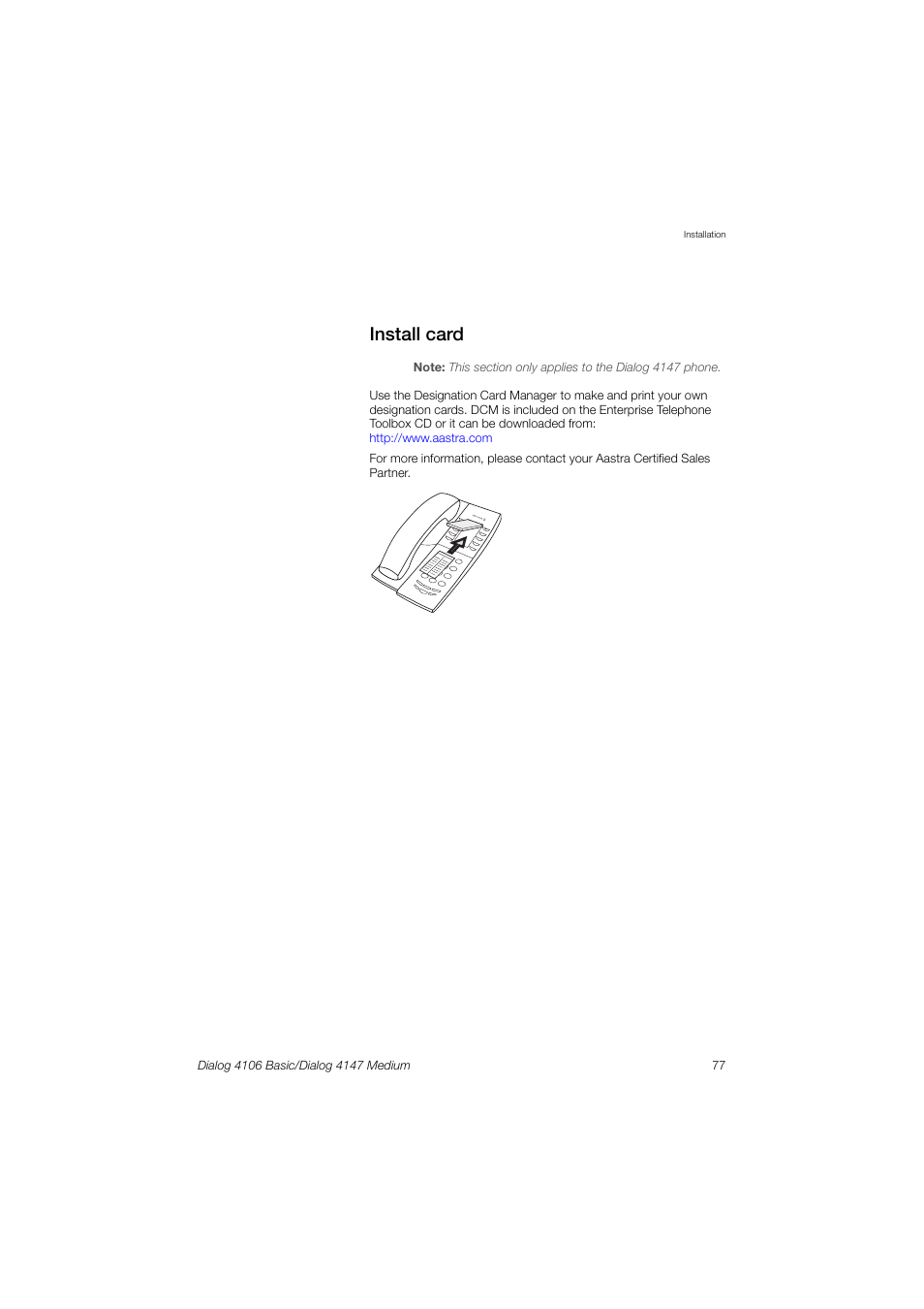 Install card | AASTRA 4147 Medium for MX-ONE (TSW) User Guide EN User Manual | Page 77 / 84