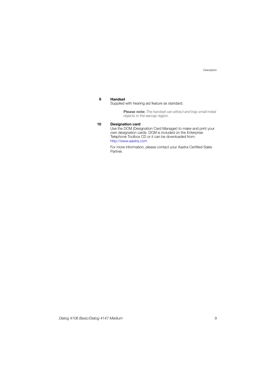 AASTRA 4147 Medium for MX-ONE (TSW) User Guide EN User Manual | Page 9 / 84