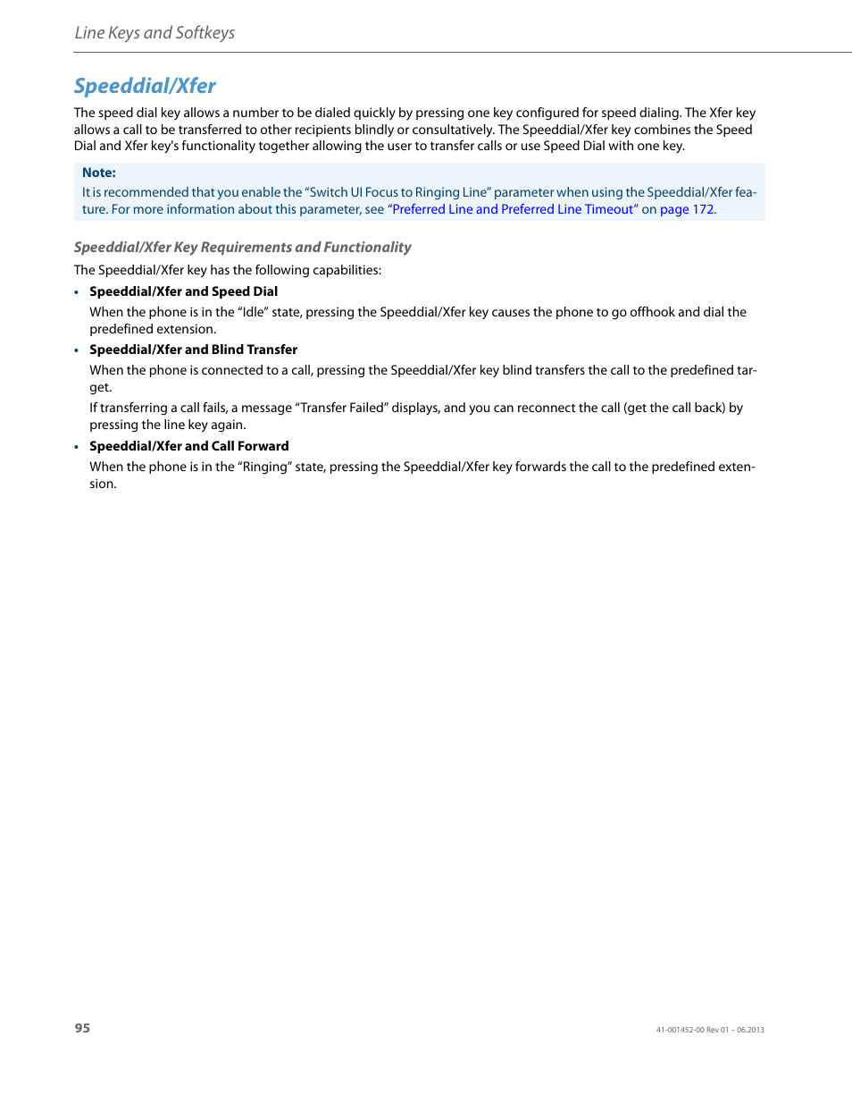 Speeddial/xfer, Speeddial/xfer key requirements and functionality, Line keys and softkeys | AASTRA 6737i User Guide EN User Manual | Page 102 / 214