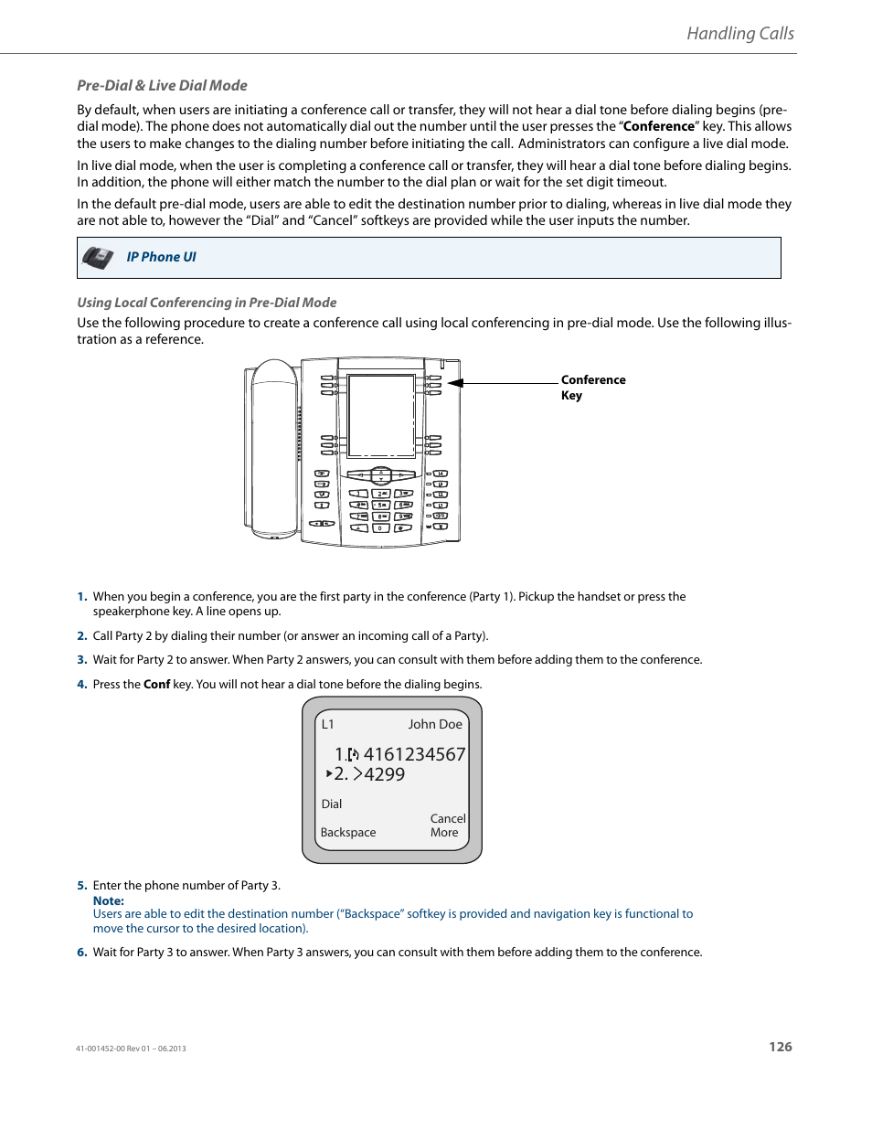 Pre-dial & live dial mode, Handling calls | AASTRA 6737i User Guide EN User Manual | Page 133 / 214