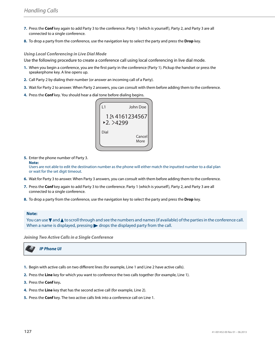 Handling calls | AASTRA 6737i User Guide EN User Manual | Page 134 / 214