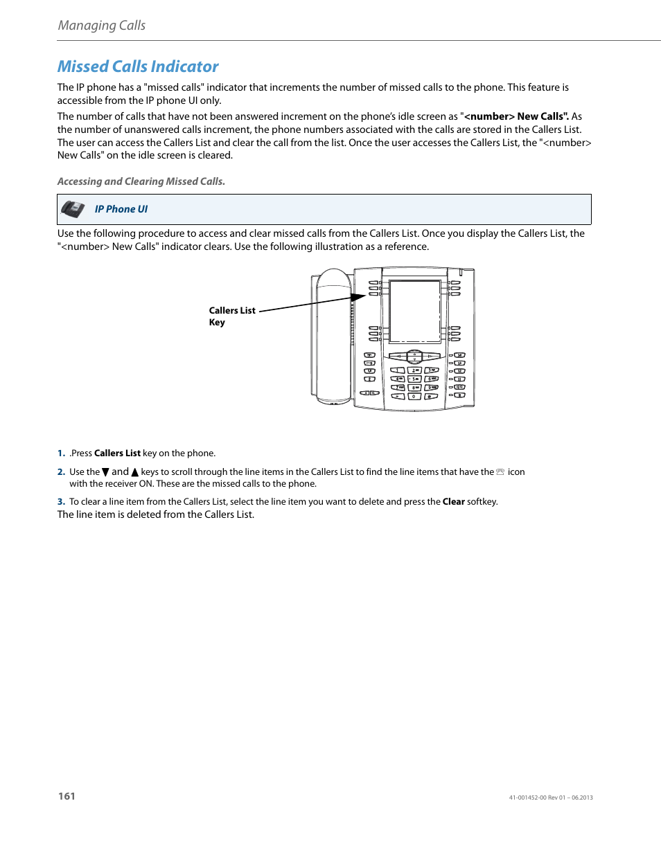 Missed calls indicator, Managing calls | AASTRA 6737i User Guide EN User Manual | Page 168 / 214
