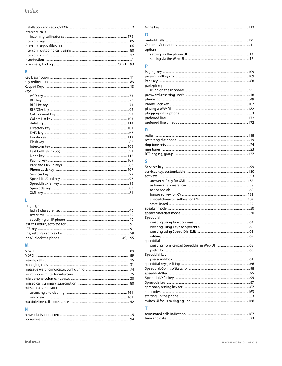 Index | AASTRA 6737i User Guide EN User Manual | Page 212 / 214