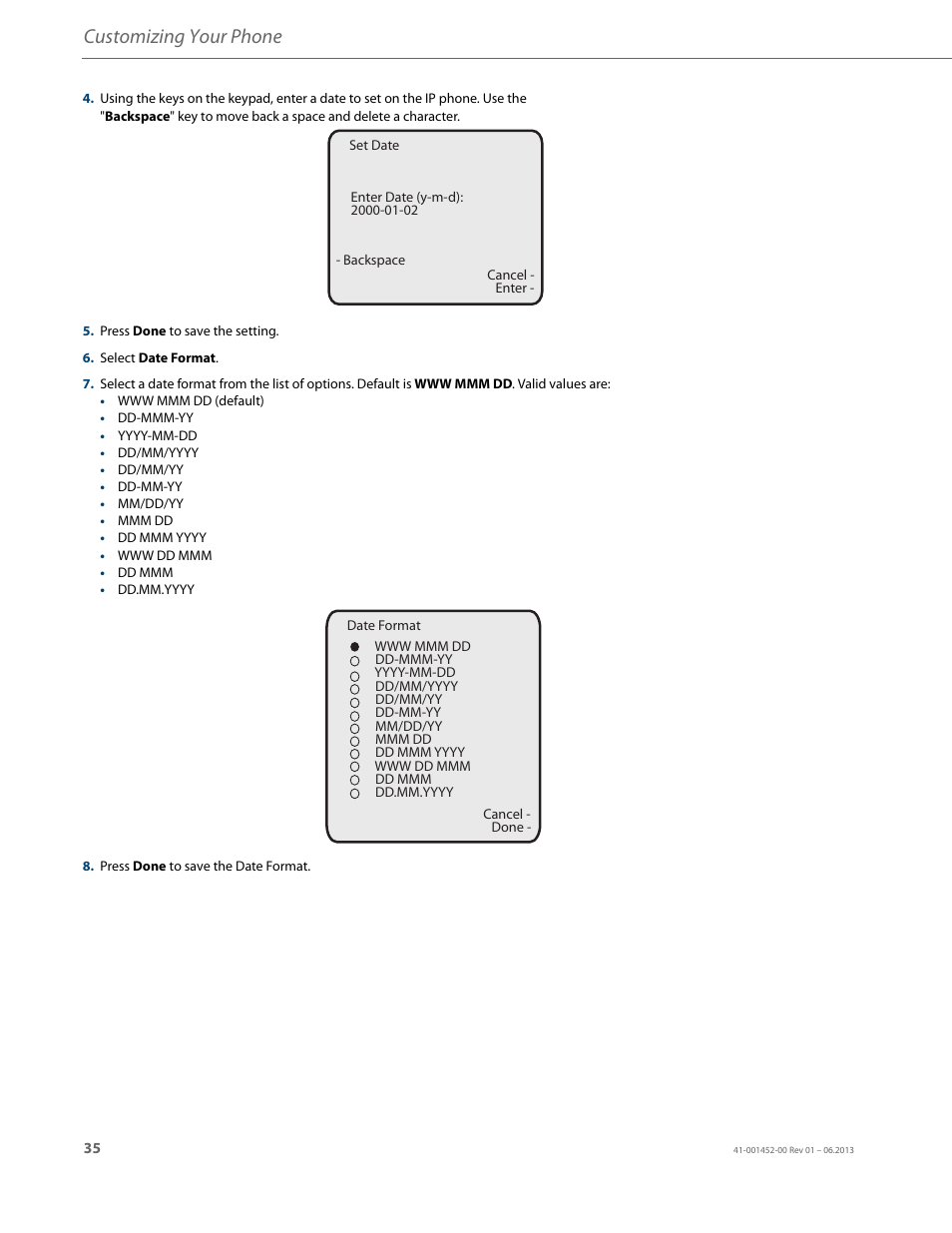 Customizing your phone | AASTRA 6737i User Guide EN User Manual | Page 42 / 214