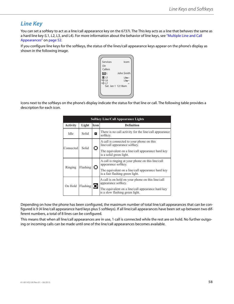 Line key, Line keys and softkeys | AASTRA 6737i User Guide EN User Manual | Page 65 / 214