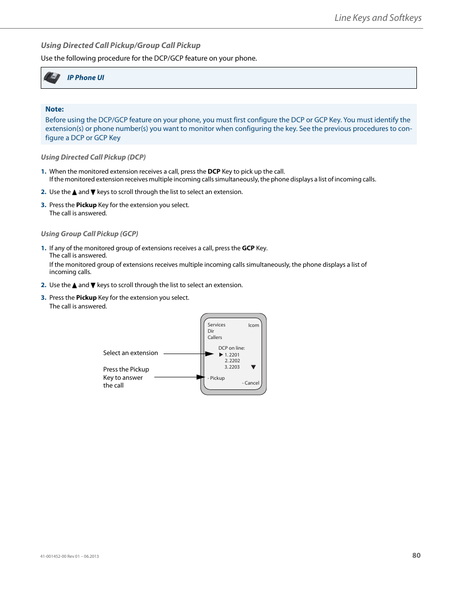 Using directed call pickup/group call pickup, Line keys and softkeys | AASTRA 6737i User Guide EN User Manual | Page 87 / 214