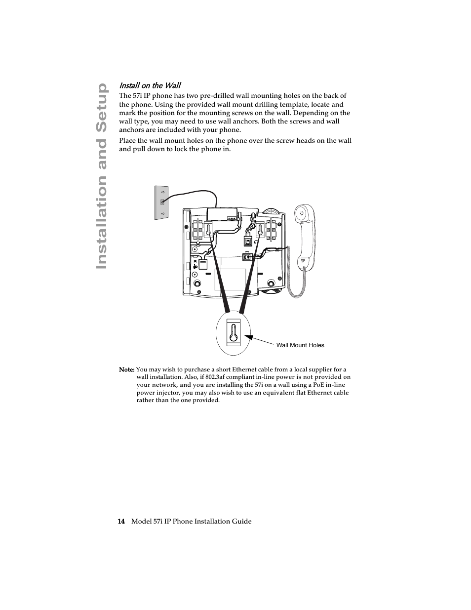 Install on the wall, Installation and setup | AASTRA 6757i Installation Guide EN User Manual | Page 20 / 40