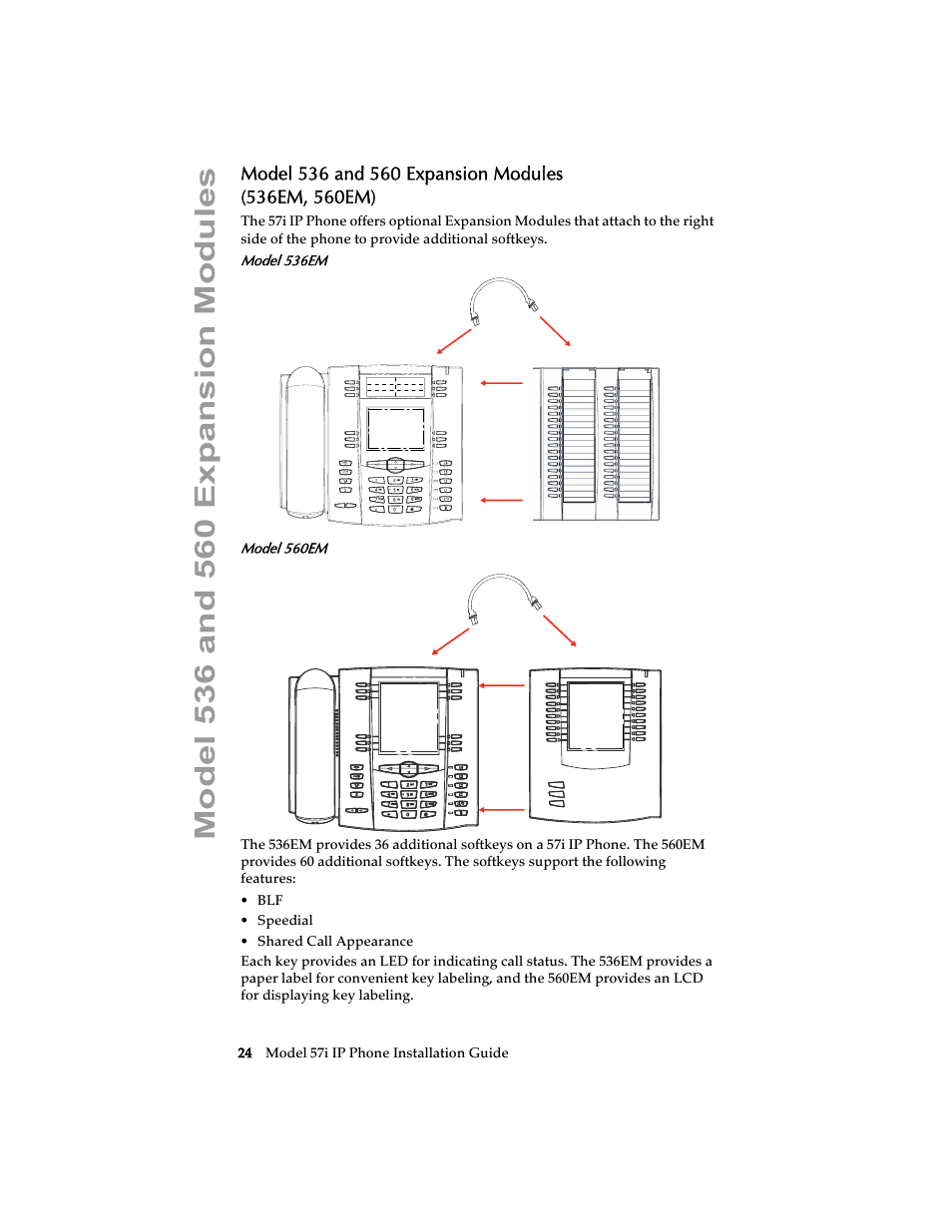 Model 536 and 560 expansion modules | AASTRA 6757i Installation Guide EN User Manual | Page 30 / 40