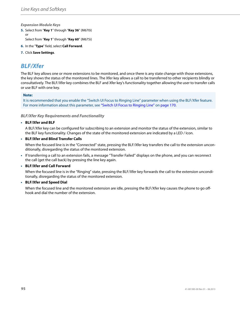 Blf/xfer, Blf/xfer key requirements and functionality, Line keys and softkeys | AASTRA 6757i User Guide EN User Manual | Page 102 / 216