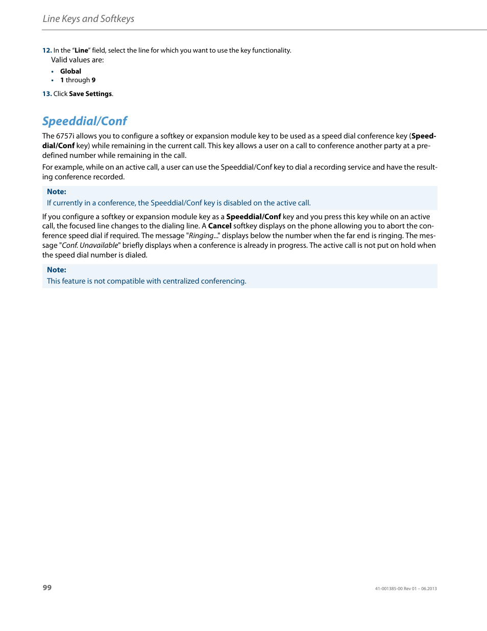 Speeddial/conf, Line keys and softkeys | AASTRA 6757i User Guide EN User Manual | Page 106 / 216