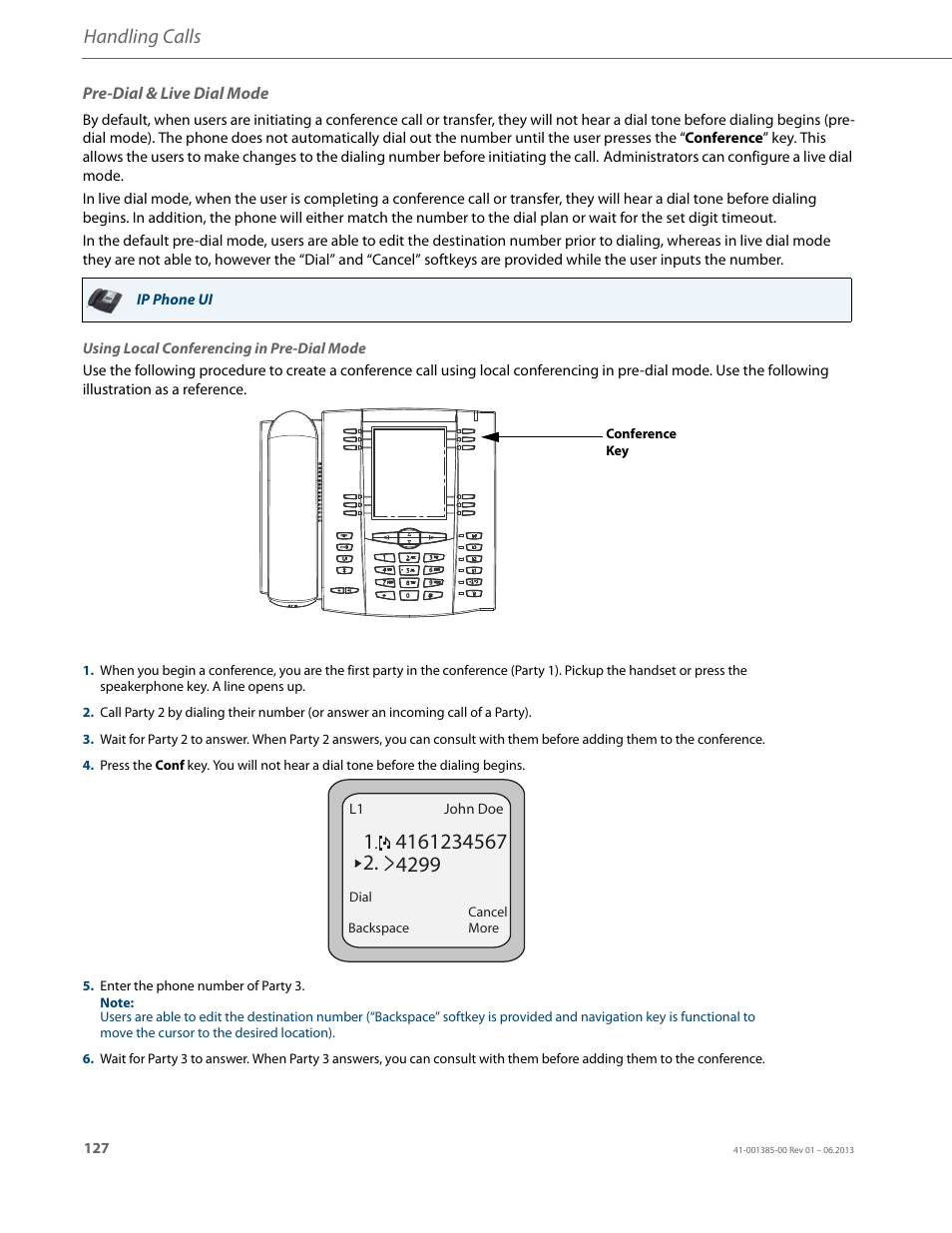 Pre-dial & live dial mode, Handling calls | AASTRA 6757i User Guide EN User Manual | Page 134 / 216