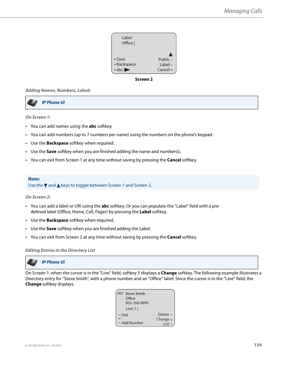 Editing entries in the directory list, Managing calls | AASTRA 6757i User Guide EN User Manual | Page 141 / 216