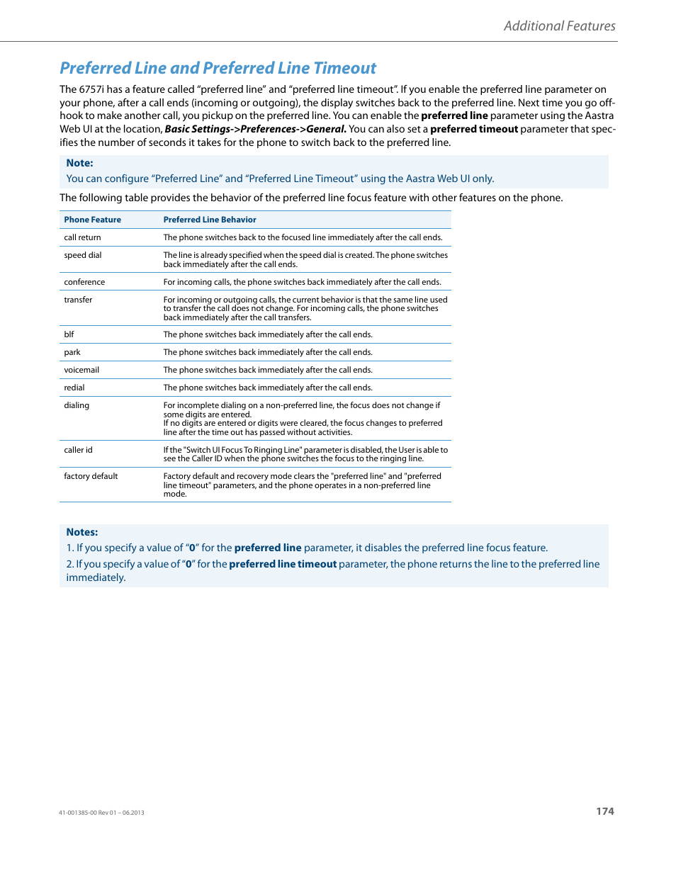 Preferred line and preferred line timeout, Additional features | AASTRA 6757i User Guide EN User Manual | Page 181 / 216