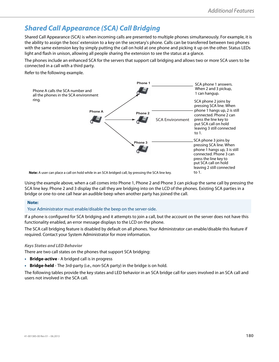 Shared call appearance (sca) call bridging, Additional features | AASTRA 6757i User Guide EN User Manual | Page 187 / 216