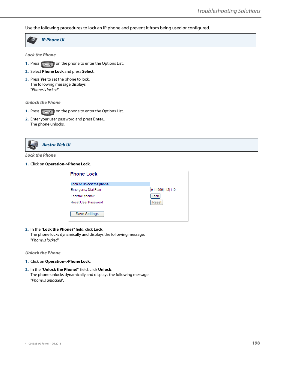 Troubleshooting solutions | AASTRA 6757i User Guide EN User Manual | Page 205 / 216