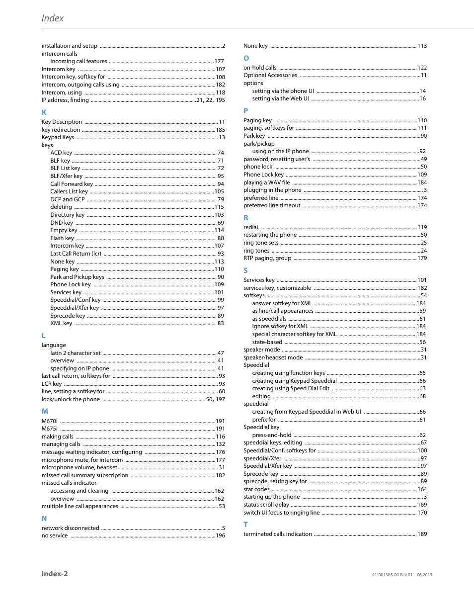 Index | AASTRA 6757i User Guide EN User Manual | Page 214 / 216