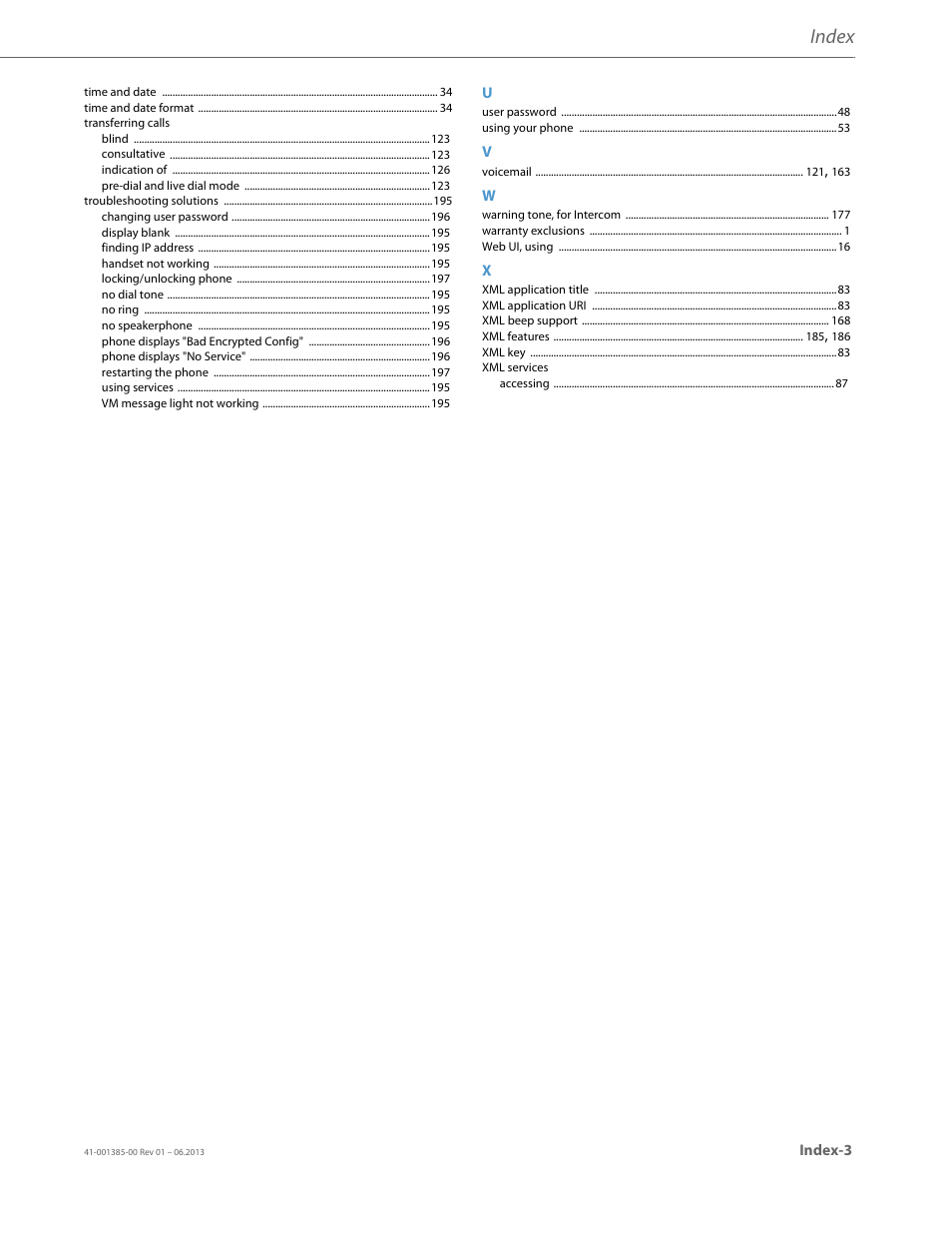 Index | AASTRA 6757i User Guide EN User Manual | Page 215 / 216