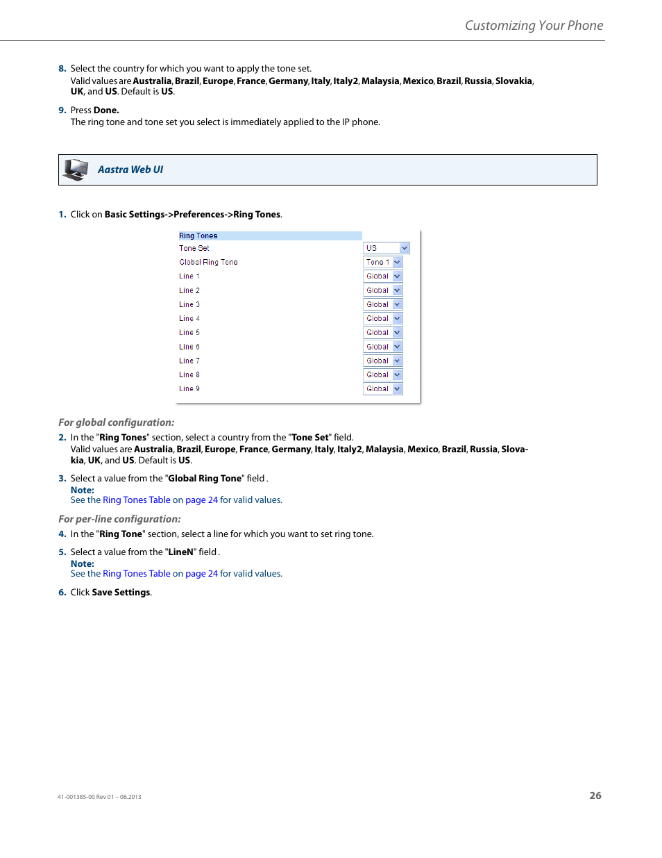 Customizing your phone | AASTRA 6757i User Guide EN User Manual | Page 33 / 216