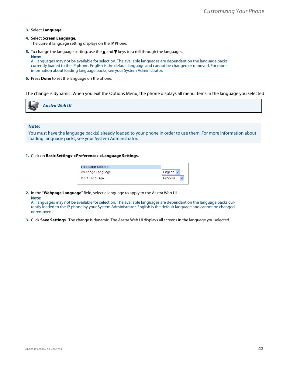 Customizing your phone | AASTRA 6757i User Guide EN User Manual | Page 49 / 216