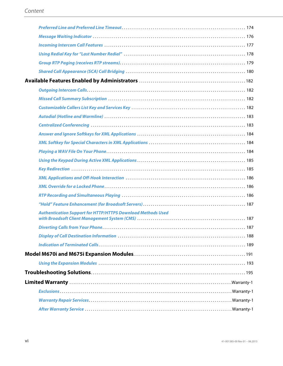 Content | AASTRA 6757i User Guide EN User Manual | Page 6 / 216