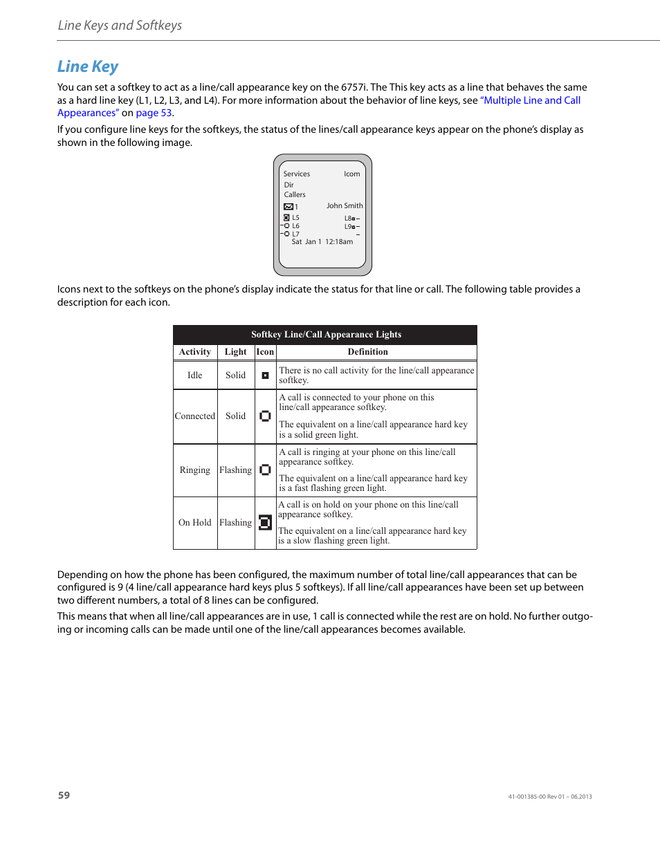 Line key, Line keys and softkeys | AASTRA 6757i User Guide EN User Manual | Page 66 / 216