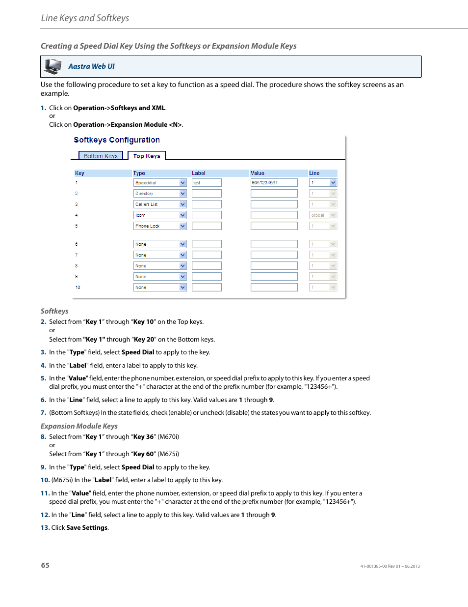 Line keys and softkeys | AASTRA 6757i User Guide EN User Manual | Page 72 / 216