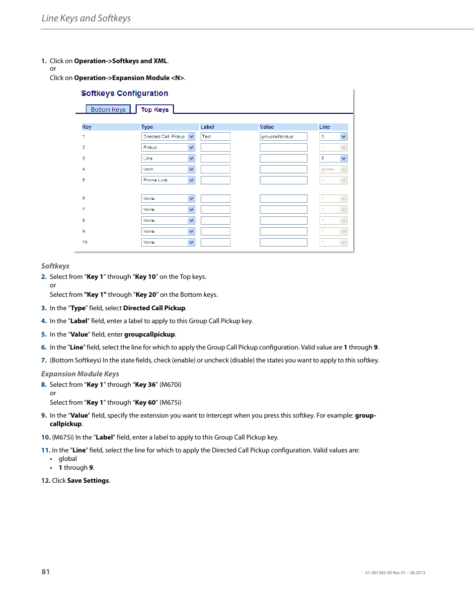 Line keys and softkeys | AASTRA 6757i User Guide EN User Manual | Page 88 / 216