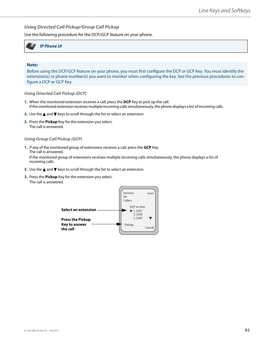 Using directed call pickup/group call pickup, Line keys and softkeys | AASTRA 6757i User Guide EN User Manual | Page 89 / 216