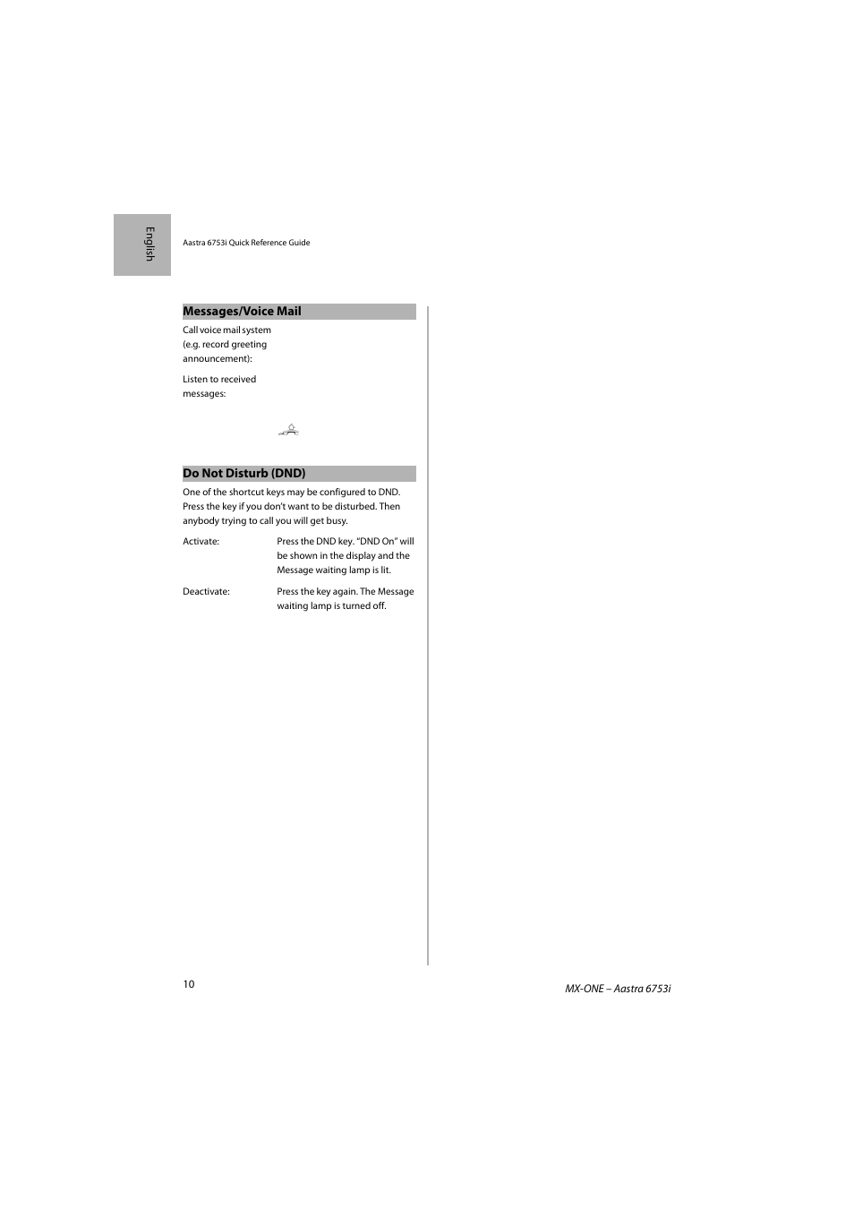 AASTRA 6753i for MX-ONE Quick Reference Guide EN User Manual | Page 10 / 12