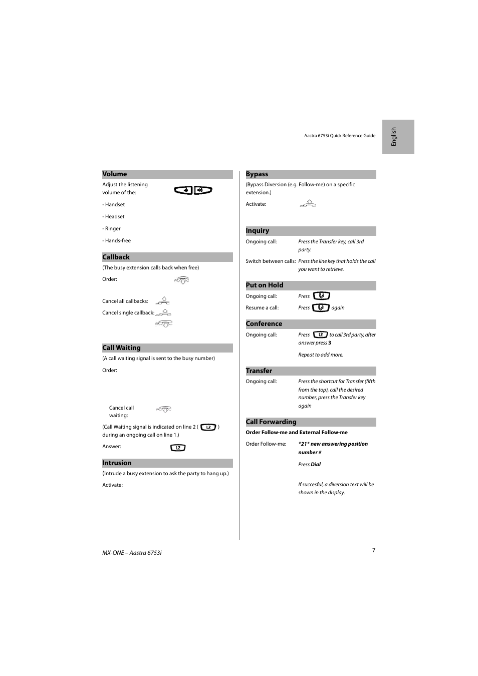 AASTRA 6753i for MX-ONE Quick Reference Guide EN User Manual | Page 7 / 12