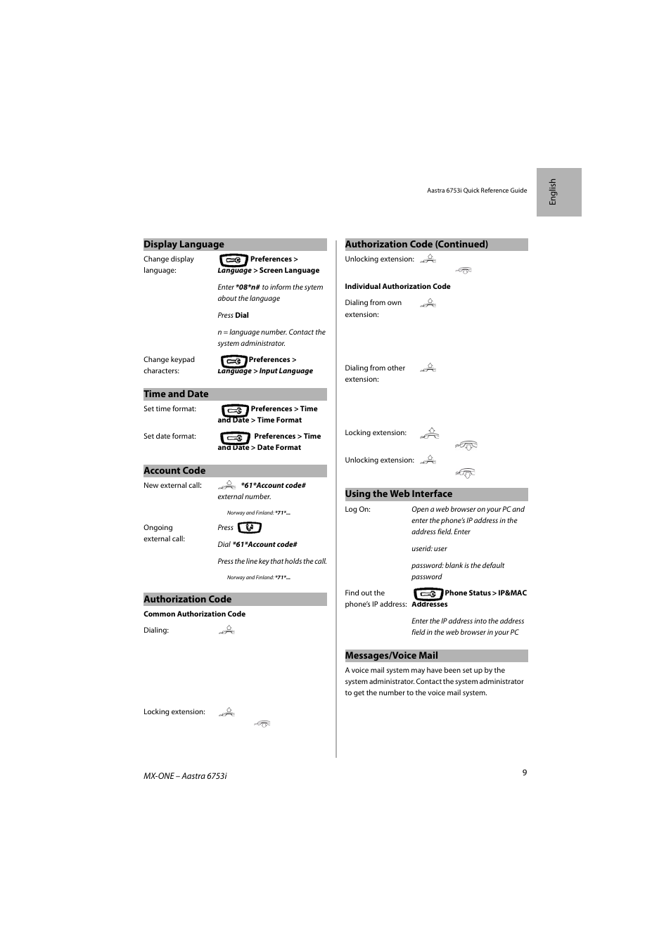AASTRA 6753i for MX-ONE Quick Reference Guide EN User Manual | Page 9 / 12
