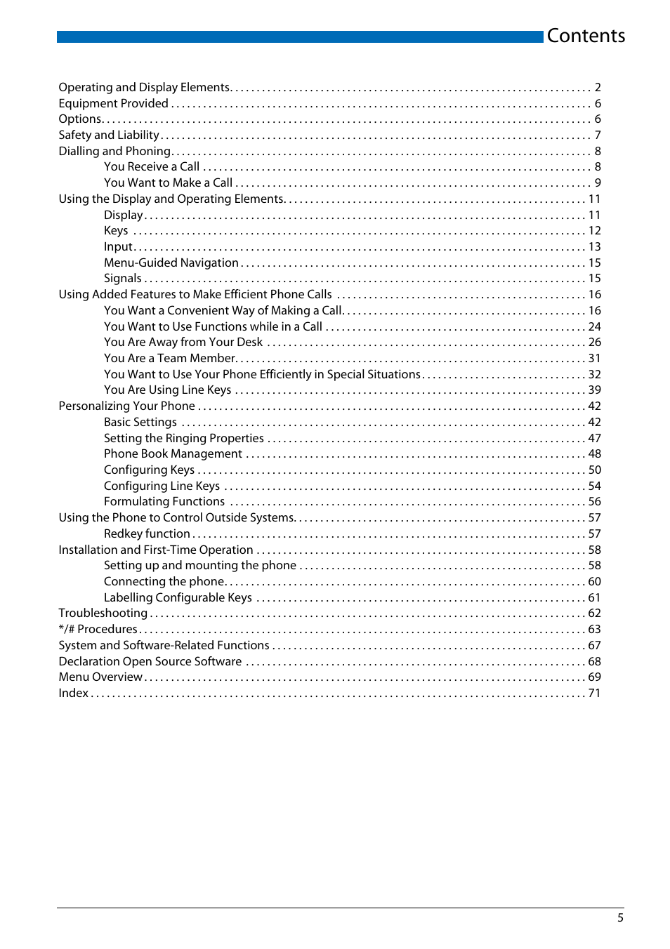 AASTRA Office 70IP-b User manual User Manual | Page 5 / 76