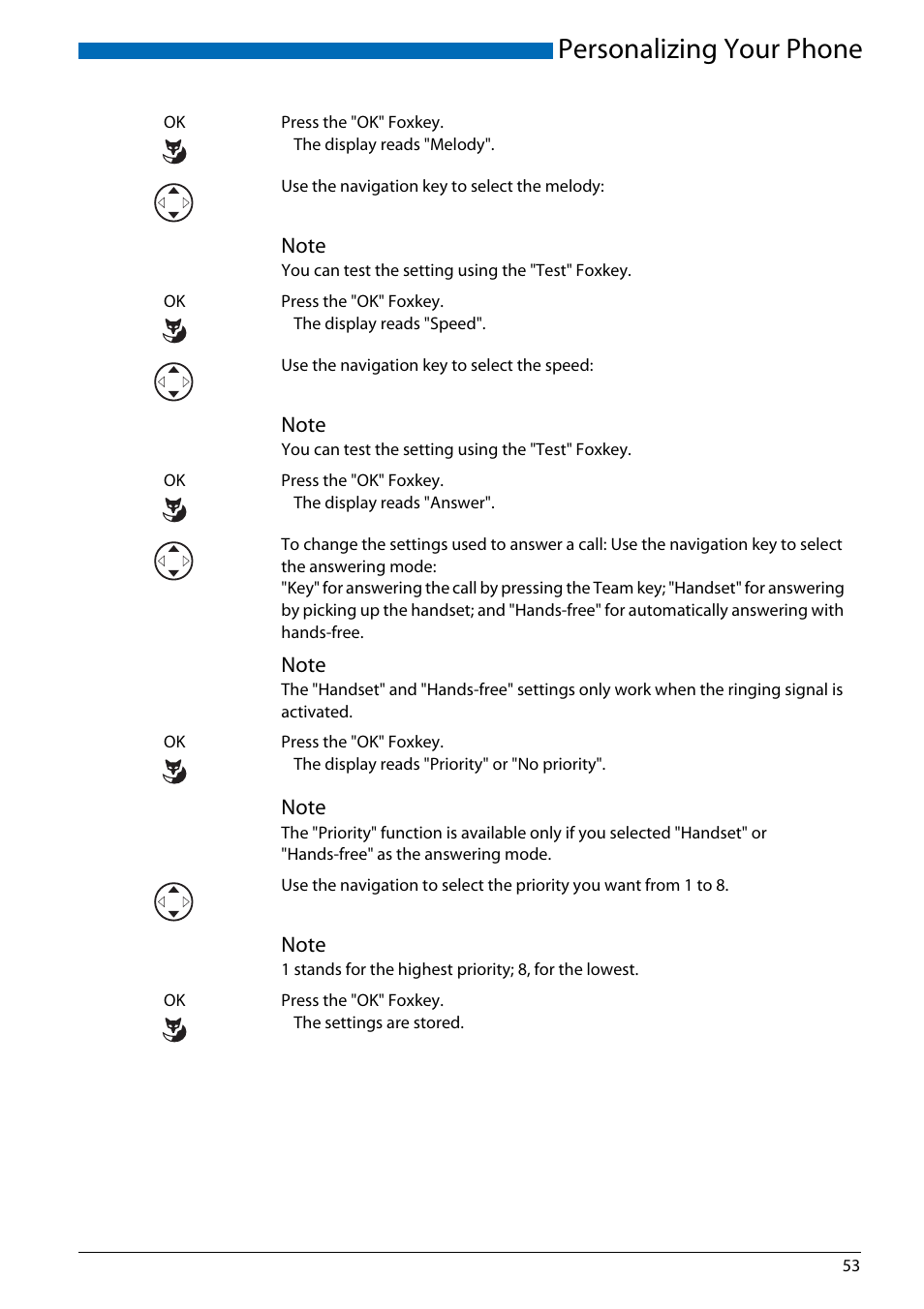 Personalizing your phone | AASTRA Office 70IP-b User manual User Manual | Page 53 / 76