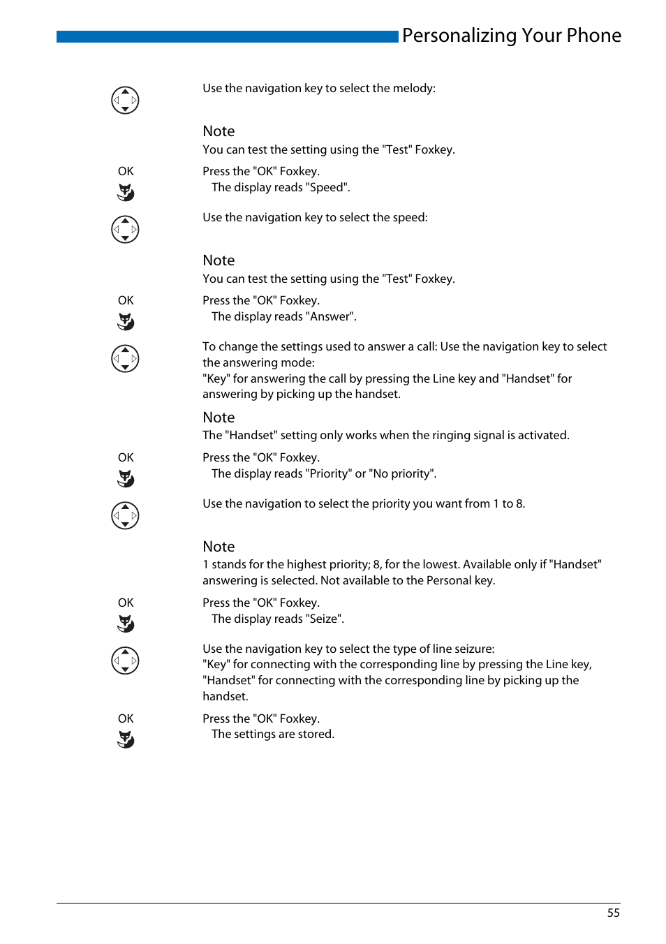 Personalizing your phone | AASTRA Office 70IP-b User manual User Manual | Page 55 / 76