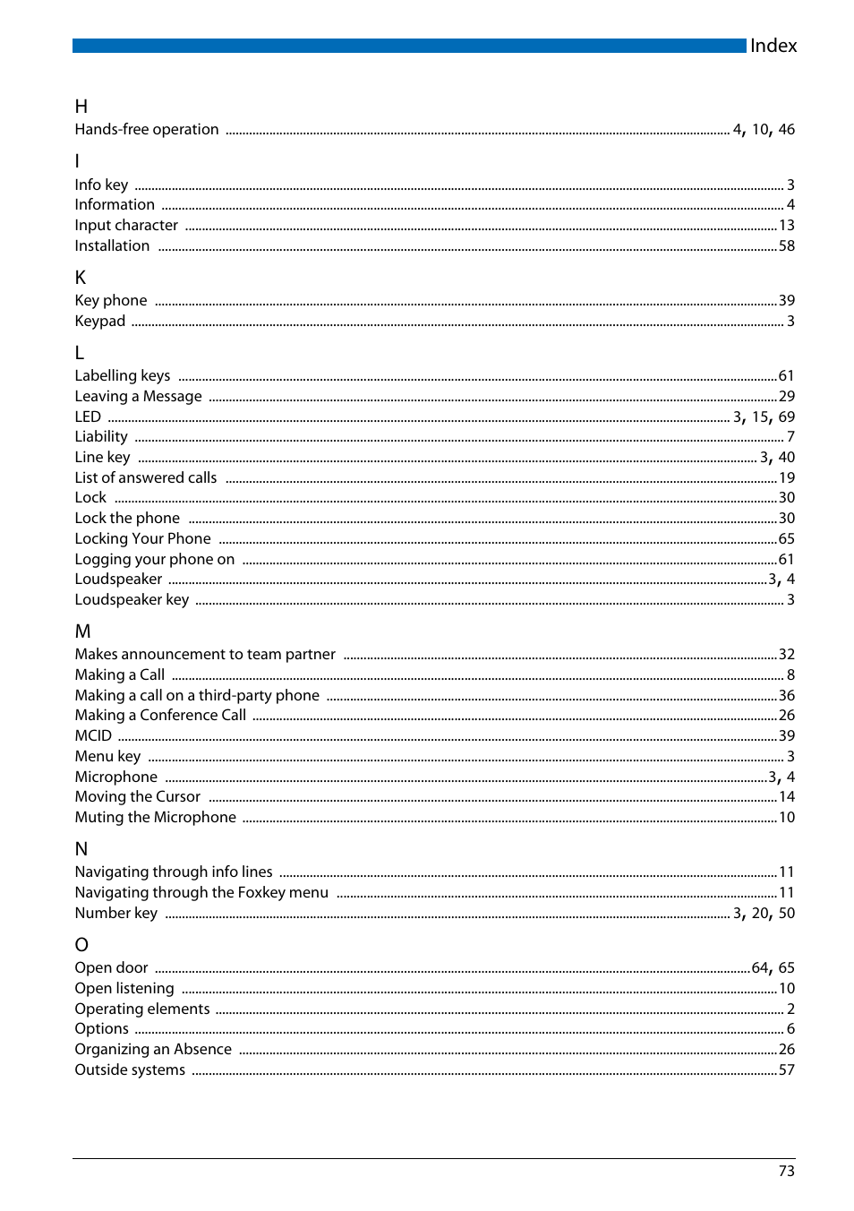 AASTRA Office 70IP-b User manual User Manual | Page 73 / 76