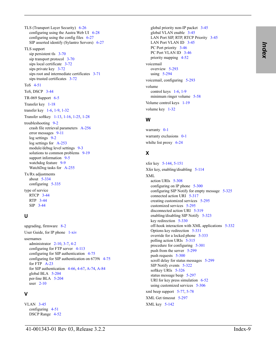 Index | AASTRA 6700i series, 9143, 9480i, 9480i CT SIP Administrator Guide EN User Manual | Page 1043 / 1049