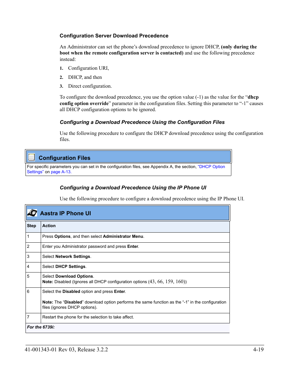 Configuration server download precedence, Eference, see, Configuration server download | Precedence, Configuration server, Download precedence | AASTRA 6700i series, 9143, 9480i, 9480i CT SIP Administrator Guide EN User Manual | Page 182 / 1049