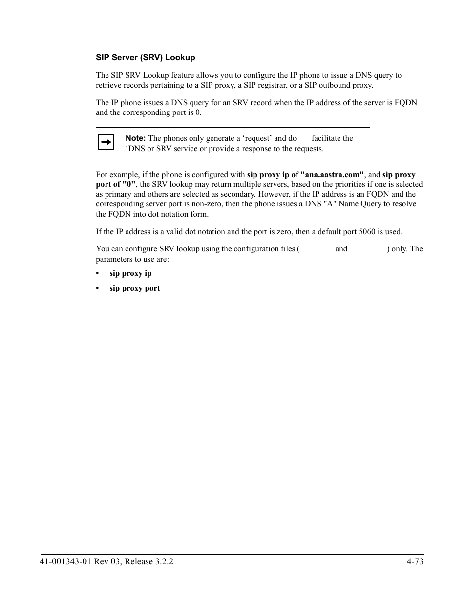 Sip server (srv) lookup | AASTRA 6700i series, 9143, 9480i, 9480i CT SIP Administrator Guide EN User Manual | Page 236 / 1049