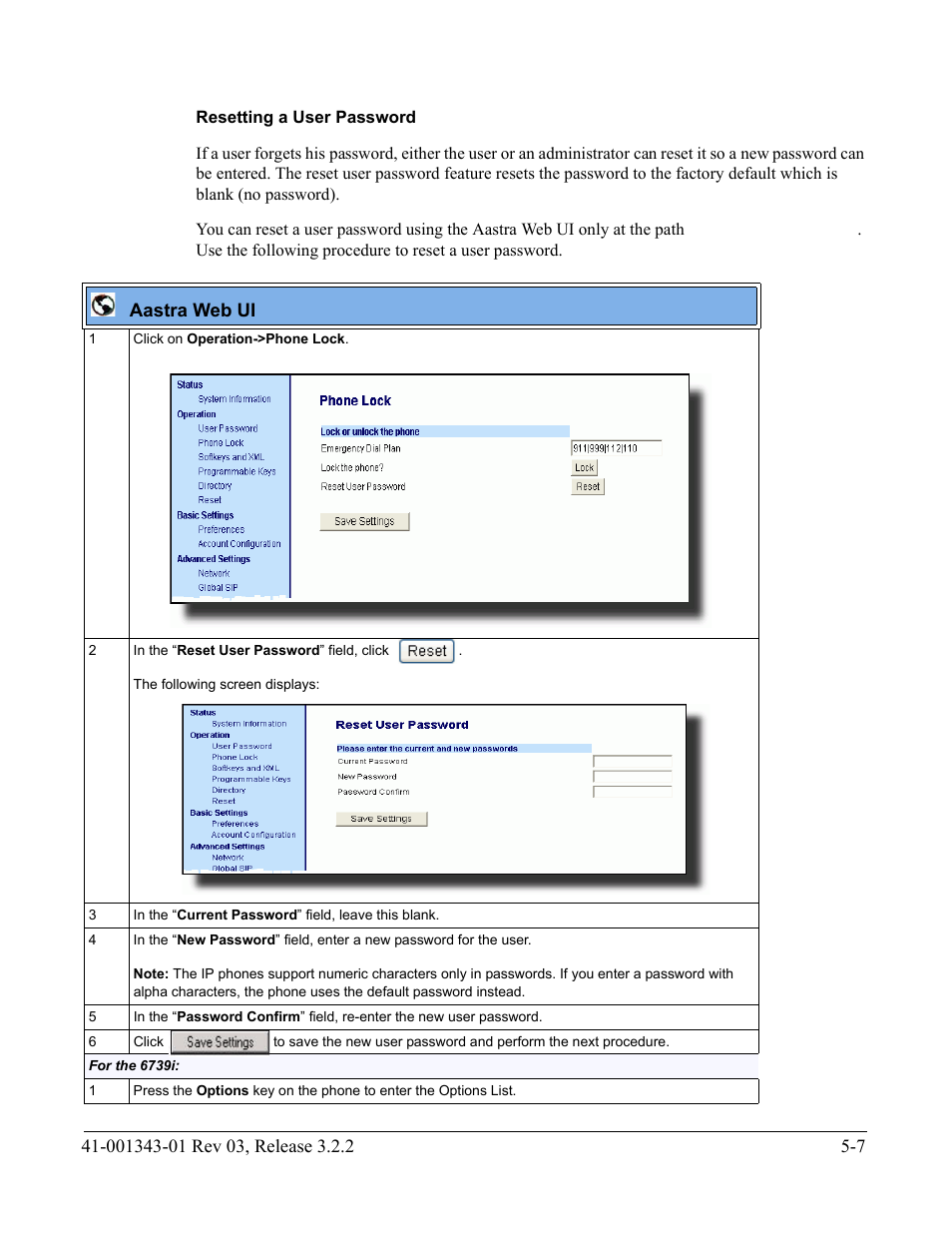 Resetting a user password | AASTRA 6700i series, 9143, 9480i, 9480i CT SIP Administrator Guide EN User Manual | Page 284 / 1049